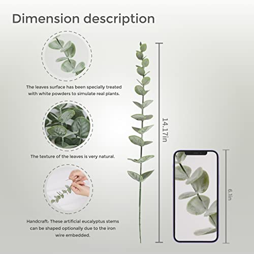 Artificial Eucalyptus Stems 18pcs Pack of 3 - Realistic Home Decor Flowers
