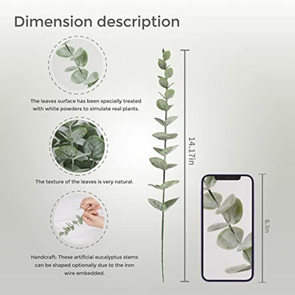 Artificial Eucalyptus Stems 18pcs Pack of 3 - Realistic Home Decor Flowers