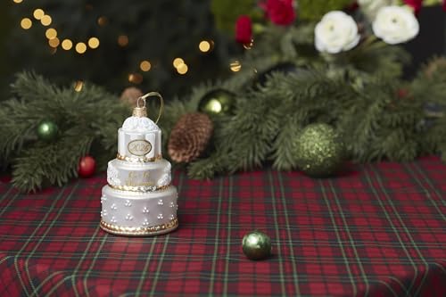 Lenox 2026 Retro Blown Glass First Christmas Wedding Ornament - Cake Variation