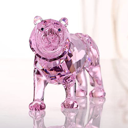 Pink Crystal Tiger Figurine Animal Collectible Home Decor Ornament Gift