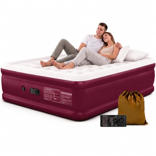 Queen Air Mattress with Built-In Pump, 800 Lbs Capacity, Portable Bed