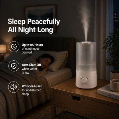White 4L Ultrasonic Bedroom Humidifier with Essential Oil Tray & Quiet Operation