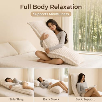 Full Body Pregnancy & Support Pillow with Removable Faux Fur Cover - 20x54 Inch