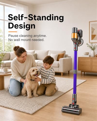 Cordless Stick Vacuum Cleaner with 2 Batteries, 120-Minute Runtime for Pet Hair and Home Cleaning