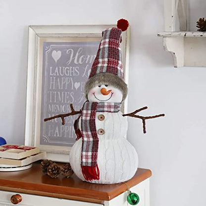 Christmas Snowman Indoor Decor 20 Inch Plush Handmade Gift White Snowman