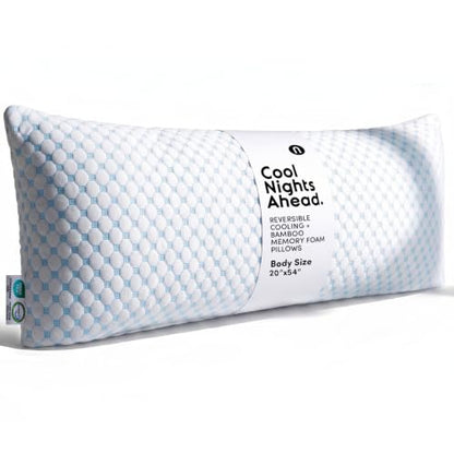 Nestl Cooling Memory Foam Body Pillow - White / Blue / Pack of 1