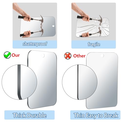 Fogless Shower Mirror for Shaving 10x8 Inch Anti-Fog Waterproof Wall Mount