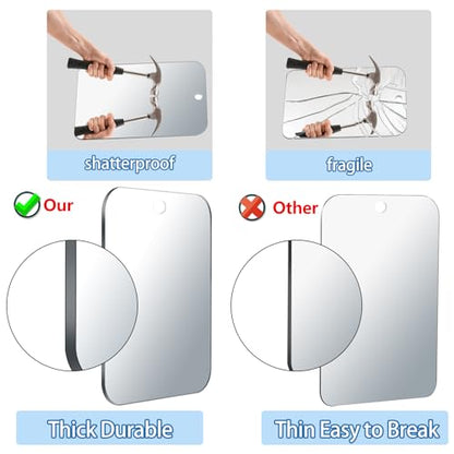 Fogless Shower Mirror for Shaving 10x8 Inch Anti-Fog Waterproof Wall Mount