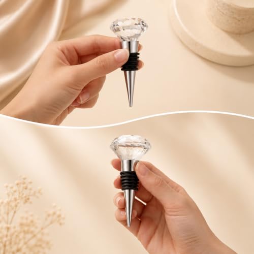 2 Pack Crystal Wine Stopper Set with Diamond Rhinestone Tops - Premium Barware