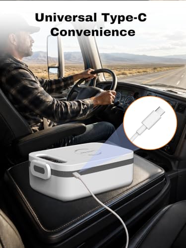 White Cordless Electric Lunch Box 1000ml Food Container Portable Food Warmer