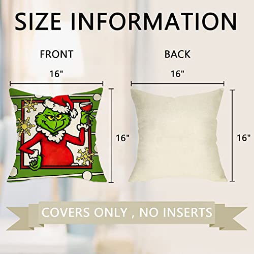 20x20 Inch Christmas Decorative Throw Pillow Covers Set - Santa Tree Xmas