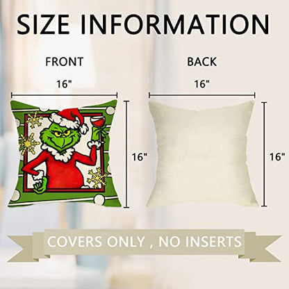20x20 Inch Christmas Decorative Throw Pillow Covers Set - Santa Tree Xmas