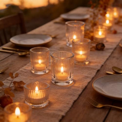 48 Pack Glass Votive Candle Holders - Clear 2x2.5 Inch Tealight Holders - Elegant Home Decor & Wedding Party Supplies