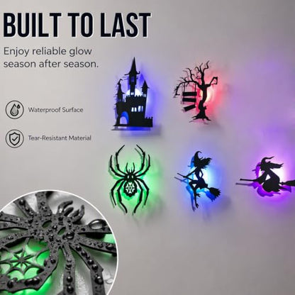 Halloween LED Wall Decor Lights 3D Bat Witch Stickers - Black Variation