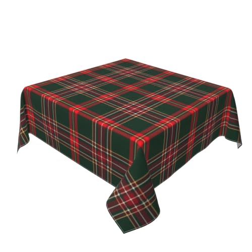 Checkered Christmas Tablecloth Square 54x54 Plaid Holiday Decor - Red Green Xmas