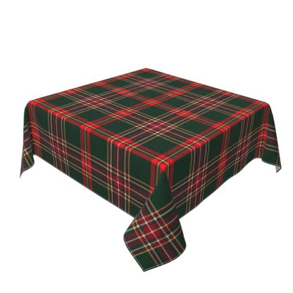 Checkered Christmas Tablecloth Square 54x54 Plaid Holiday Decor - Red Green Xmas