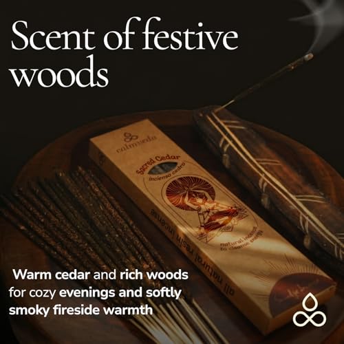 Cedarwood Incense Resin Smudge Sticks for Christmas & Holiday Ambiance - 24+ Thick, Natural Aromatherapy