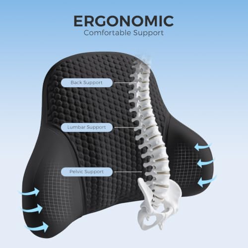 BABUR Gel Lumbar Support Pillow for Car Black - Lower Back Pain Relief