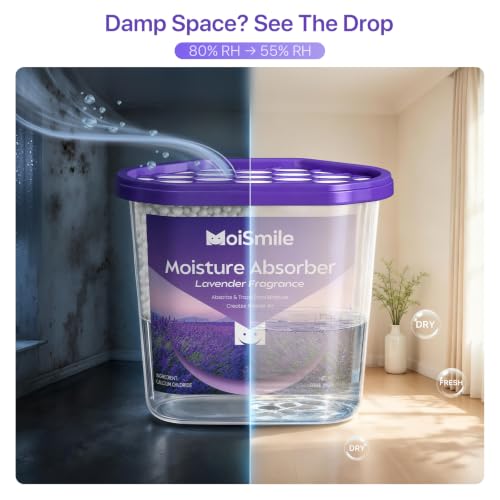 Lavender Scent Moisture Absorber Buckets 6 Pack, 14 oz Each, Humidity Control