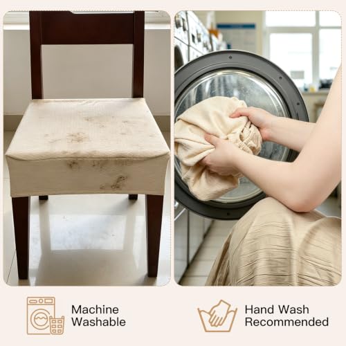 Waterproof Dining Chair Seat Cover Beige No Rear Covers - Easy Clean & Pet-Friendly