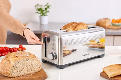 CUSIMAX 4-Slice Toaster with Long Slots - Silver, Sourdough & Bagel Settings