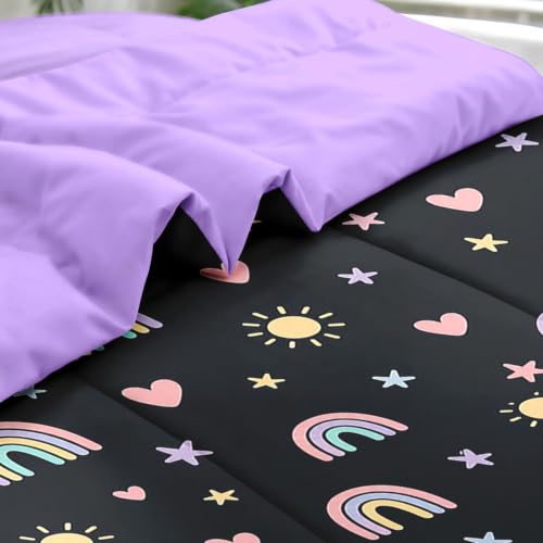 Rainbow Stars Twin Comforter Set for Girls - 5 Pieces Bedding