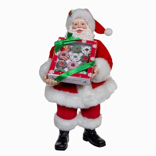 Festive Santa Figurine with Donuts - 10.5-inch Holiday Decor