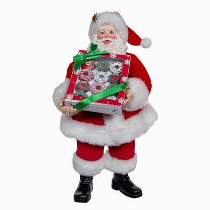 Festive Santa Figurine with Donuts - 10.5-inch Holiday Decor