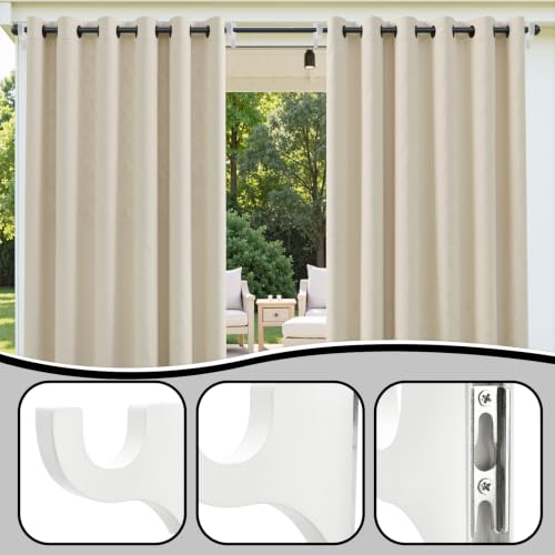 White Curtain Rod Holders Pack of 4 - 3-1/2 Inch Wooden Brackets for 2 Inch Poles