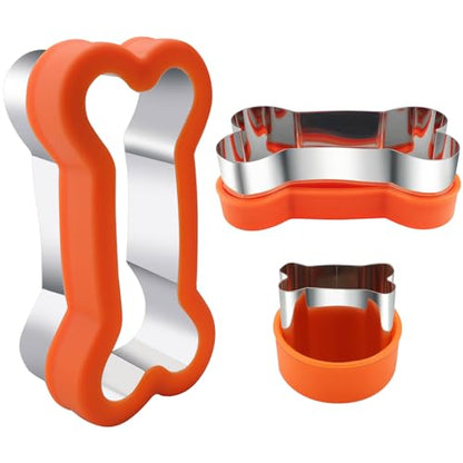 Dog Cookie Cutters Set 3 Sizes Stainless Steel Bone Paw Print Mold for Homemade Treats