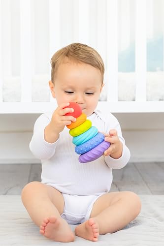 Ubbi Baby Teether Totter, Multi-Textured Food-Grade Silicone Teething Toy, 6 Piece Set, Early Development Toy