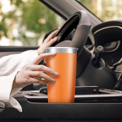Orange 20 oz Insulated Stainless Steel Tumbler with Lid - Bulk Drinkware