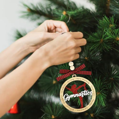 Gymnastics Christmas Ornament Wooden Holiday Decoration - Red, 3.93 Inch - Variation of THIS Listing