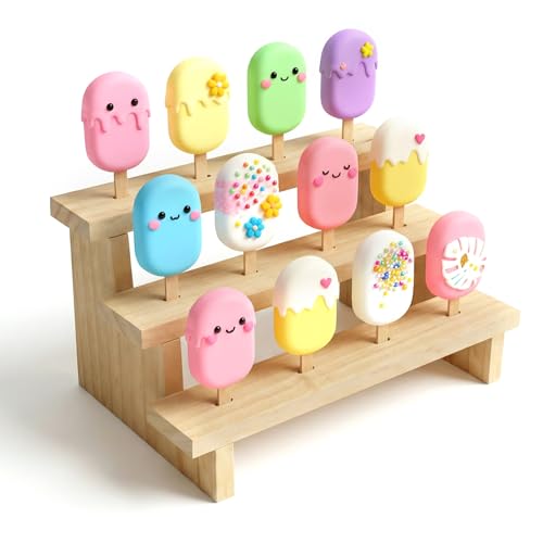 Wood Cakesicle Stand 2 Pack with Chalkboards - Rustic Dessert Display Rack