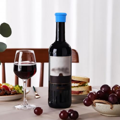12 Pack Colorful Silicone Wine Stoppers - Reusable Bottle Seals for Wine & Beverages
