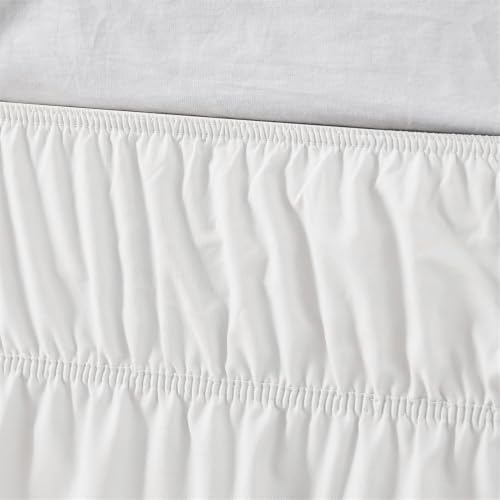 Twin XL Dorm Bed Skirt 24 Inch Drop - White Ruffled Microfiber