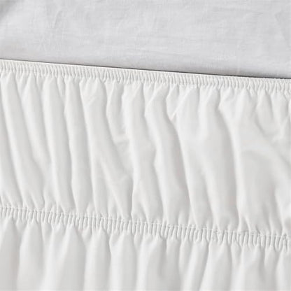 Twin XL Dorm Bed Skirt 24 Inch Drop - White Ruffled Microfiber