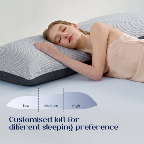 Dream Valley Full Body Pillow for Adults - Dark Grey, Adjustable Loft, Cooling Technology, Memory Foam, 20 x 54 in