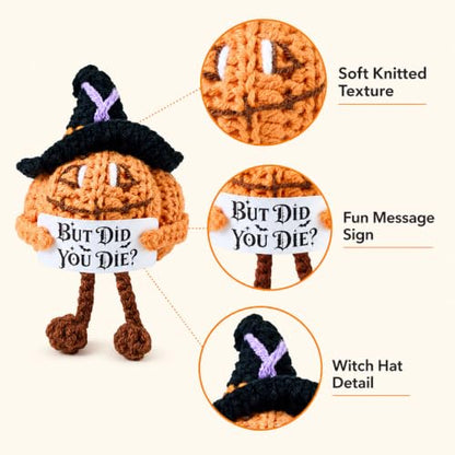 Halloween Crochet Pumpkin Boo Basket Stuffer - Funny Gnome Gift for Women & Men