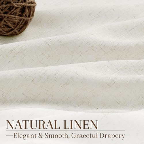 Natural Linen Kitchen Window Curtains Over Sink 36x36 Inch Pack of 2 - Cream