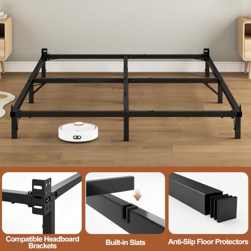 Heavy Duty Foldable Full Metal Bed Frame with Headboard Support