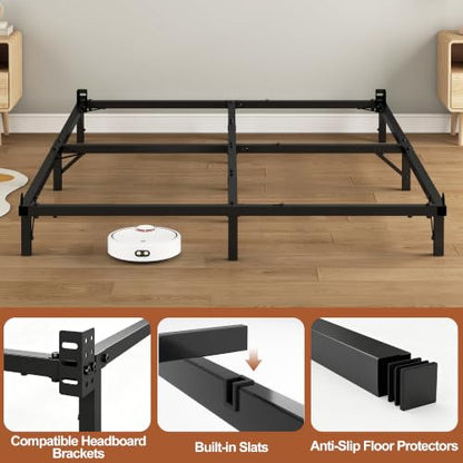 Heavy Duty Foldable Full Metal Bed Frame with Headboard Support