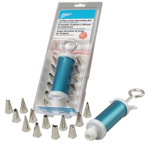 Ateco #556 13 Piece Cake Decorating Set, 12 Decorating Tips with Plunger Style Decorating Tool