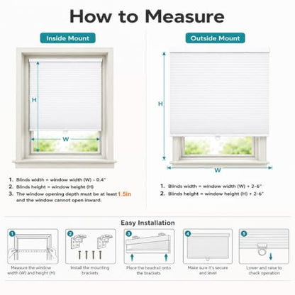 Black Cellular Window Shades Blackout Honeycomb Blinds for Bedroom & Living Room - Custom