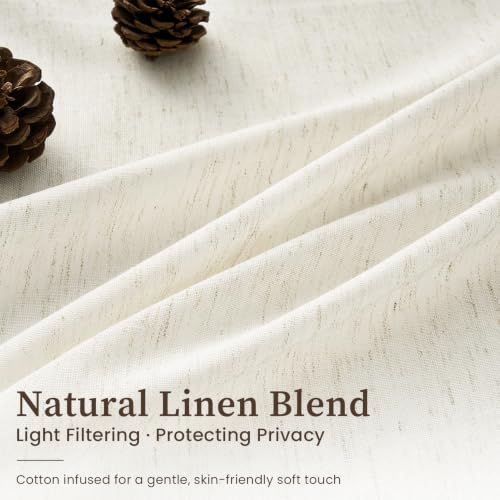 Pinch Pleated Linen Blend Curtains - 40x84 Natural Textured Home Drapes