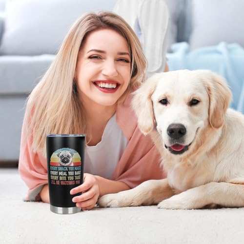 Pug Insulated Tumbler - Christmas & Birthday Gift for Dog Lovers, 20oz with Lid - Pug Variation