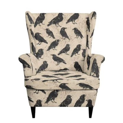 Raven Crow Wingback Chair Cover 2-Piece Stretchable Slipcover for Armchair - Fipuivrn