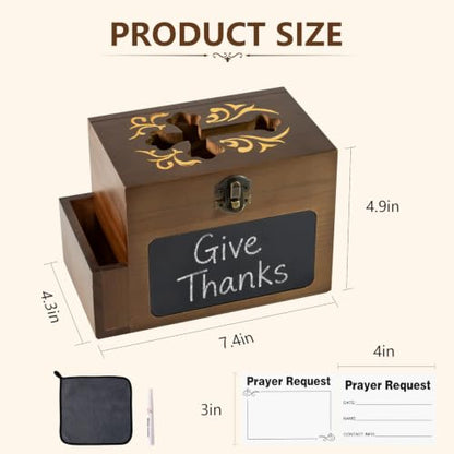 Nature Wood Prayer Box with Chalkboard and 100 Prayer Cards - Christian Gift
