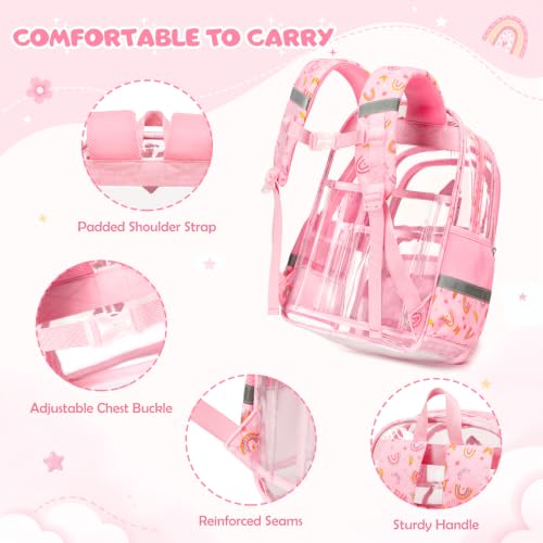 Rainbow Clear Corduroy Backpack with Lunch Bag & Pencil Case for Girls