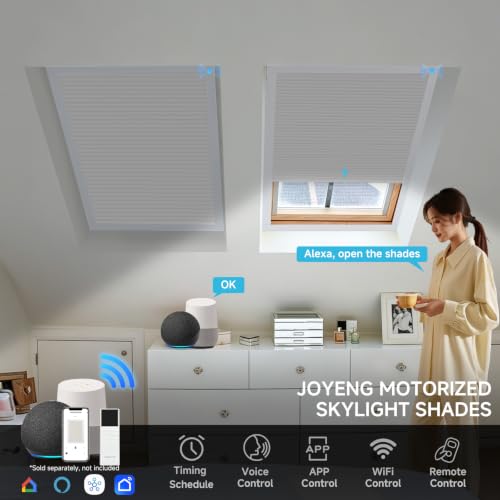 Motorized Blackout Cellular Skylight Shades Custom Size Off-White